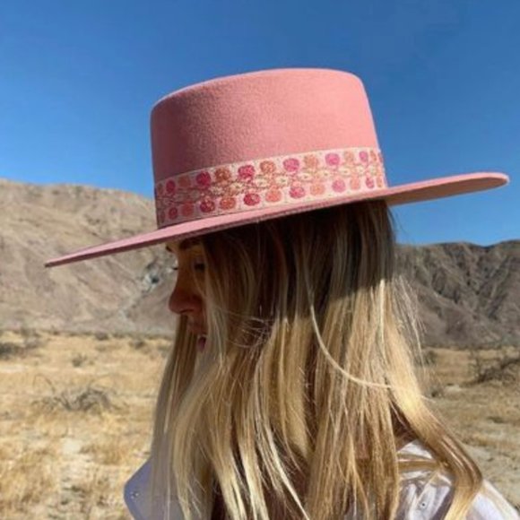 Lack Of Color Sierra Rose Full Brim Pink Wool Hat